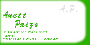 anett paizs business card